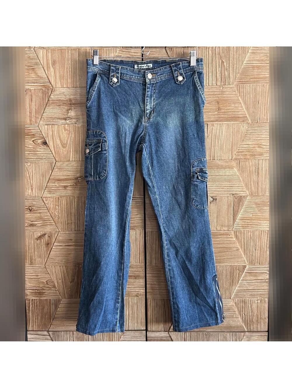 Vintage 80's Happy Legs Womens Blue Denim Cargo Jeans Size Regular 9